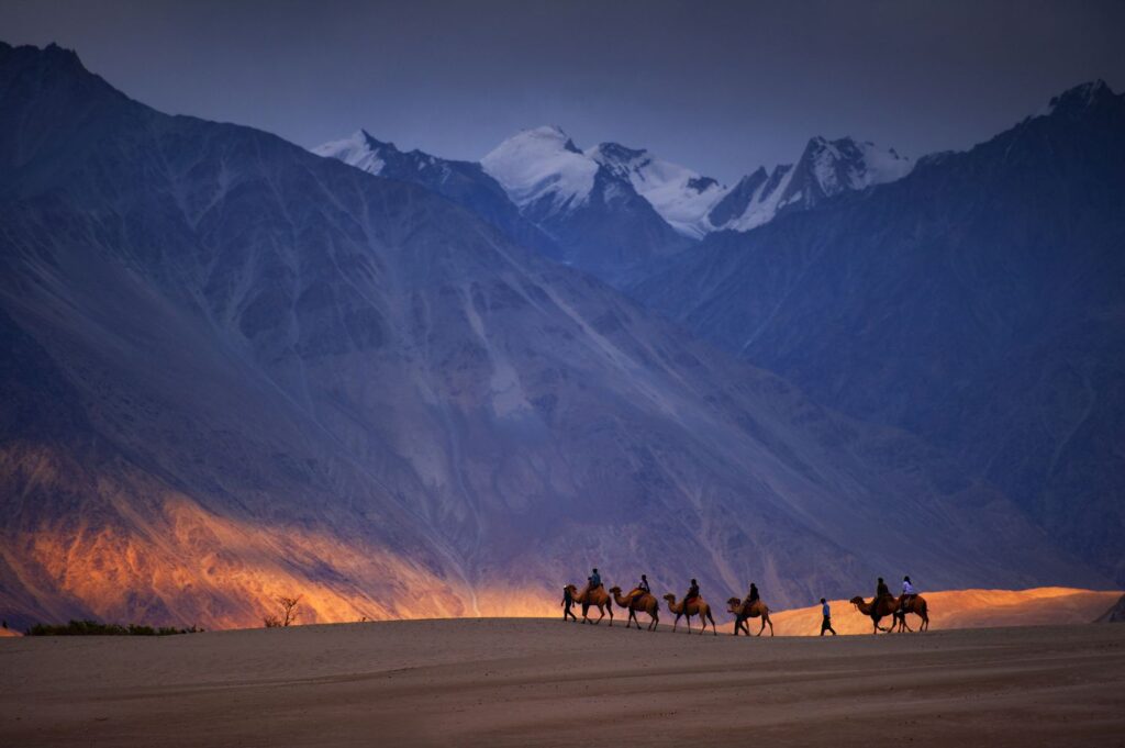 Nubra Valley Ladakh with sand dunes and mountains